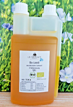 Bio-Leinöl 1 Liter Premium 100% zur Tierfütterung