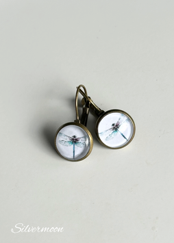 Ohrringe Cabochons Libelle, Messing