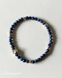 Armband Lapislazuli, vergoldete Perlen