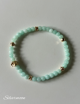 Armband Jade mint, vergoldete Perlen