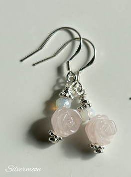 Ohrringe Röseli Rosenquarz, Opalite, 925 Silber