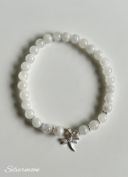 Armband Mondstein, Libelle, 925 Silber