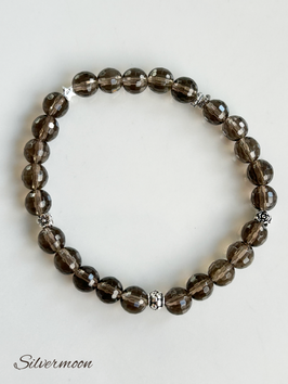 Armband Rauchquarz, 6 mm, 925 Silber
