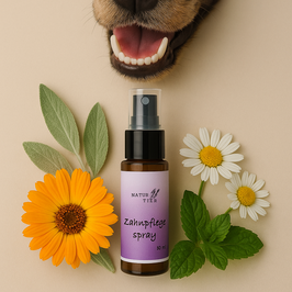 NaturTier Zahnpflegespray 50 ml, Zahnreiniger, Mundhygiene Spray, Dentalpflegespray - 100% Natürliche Inhaltsstoffe - Hund, Pferd