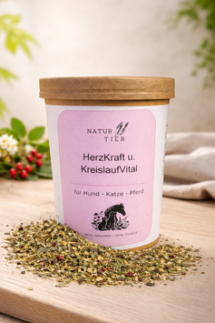 NaturTier HerzKraft & KreislaufVital Kräutermischung - natürliche Unterstützung für Herz, Kreislauf, Wohlbefinden und Vitalität bei Hund, Katze und Pferd