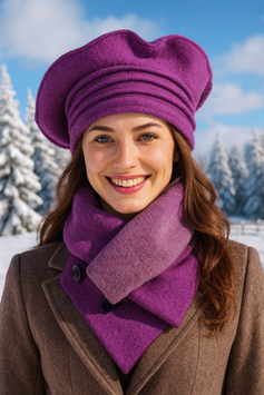 Baskenmütze Schal Set flieder Boho