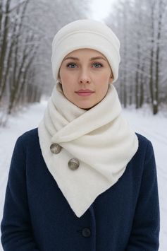 Stirnband Schal Set Fleece wollweiß Fenja