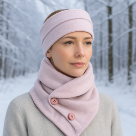 Fleece Stirnband Schal Set rosa Pamina