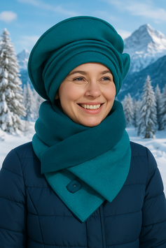 Baskenmütze Barettmütze Schal Set türkis Lotta