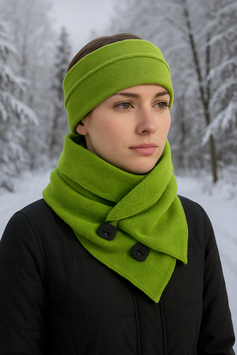 Stirnband Schal Set Fleece grün Pina