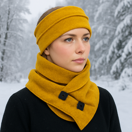Stirnband Schal Set Fleece senfgelb Palina