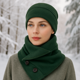 Fleeceschal Stirnband Fleece Set tannengrün Paola