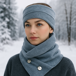 Fleece Stirnband Schal Set eisblau Fibi