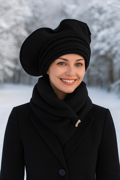 Baskenmütze Barettmütze Walk schwarz Boho Schirin