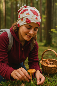 Beanie Mütze Jersey Pilzdruck