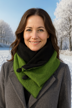 Walkschal knöpfbar grün schwarz Boho Grace