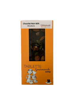 Tablettes de chocolat noir 66% mendiants 100g