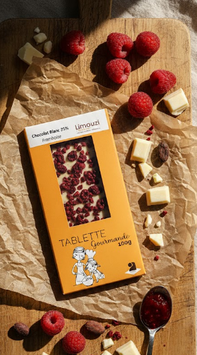 Tablettes de chocolat blanc 30% framboise 100g