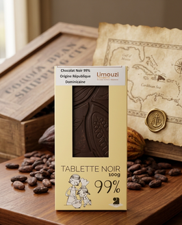 Tablettes de chocolat noir 99% origine République Doiminicaine 100g