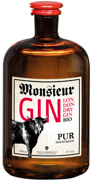 Monsieur London Dry Bio Gin PUR – 2,0 l Magnum Flasche – 47 % VOL.