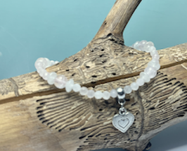 Herz-Rosenquarz mit Bergkristall Edelstein Armband