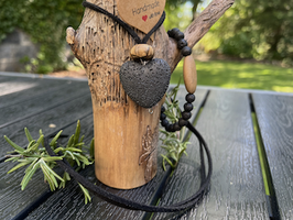 LAVASTEIN - SET - Lavastein - ZIrbe - Armband + Lavasteinkette mit Jaspis
