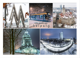Postkarte Winter in Leipzig