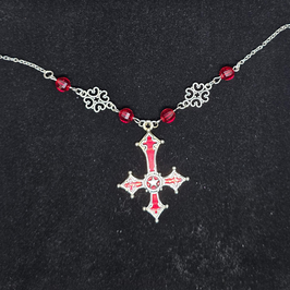 Crux inversa Kette rot silber