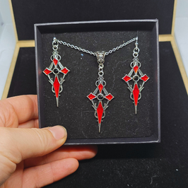 Set Kreuze silbern rot/ stein schwarz