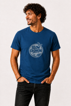 T-shirt "Slow Fashion" - Peacock blue