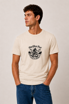 T-shirt "Find your Trail" - Beige Cream