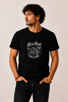 T-shirt "Live Fast, Ride Free" - Black