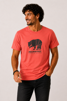 T-shirt "Bear #BORNFREE" - Paprika