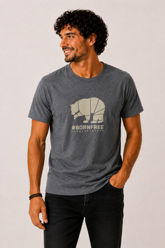 T-shirt "Bear #BORNFREE" - Volcano Gray Heather