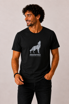 T-shirt "Wolf #BORNFREE" - Black