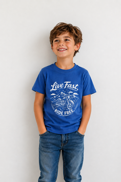 T-shirt Bimbo "Find your Trail" - Light Royal Blue