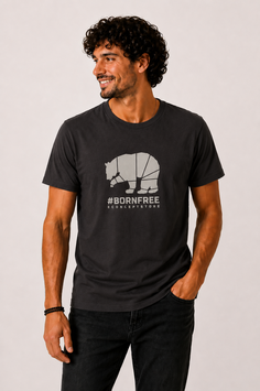 T-shirt "Bear #BORNFREE" - Deep Chocolate