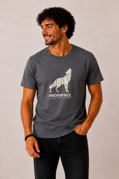 T-shirt "Wolf #BORNFREE" - Iron Gray