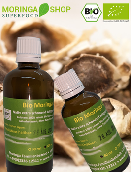 Bio Moringa Öl kaltgepresst nativ . Verarbeitung durch deutsche Ölmühle. Hochwertige Stempelpressung. (nicht zum Verzehr geeignet, nur zur kosmetischen Anwendung - kein Lebensmittel)