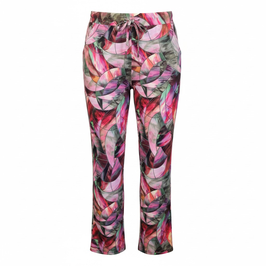 MAGNA FLAIRED BROEK, PRINT, ROZE/GROEN, D-2403
