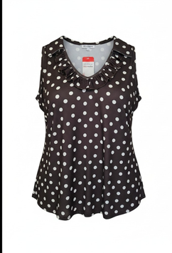 MAGNA TOP, FROEZEL EN KRAAGJE, MOCCA/OFF WHITE POLKA DOT, A-2603