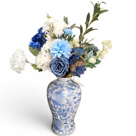 CHINEES BLUE WHITE FLOWER/BIRDS VAAS