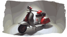 VESPA MINIATURE ROUGE ET BLANC