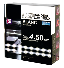 Kit complet strip blanc, 4x50cm, 60 led au mètre