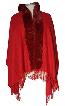 Kuschelfell Stola Schal Rot Bordeaux (09138)