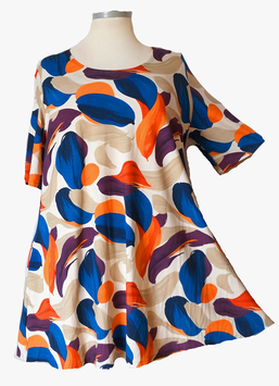 Shirt in Zauber-A-Linie Federfarben Blue-Orange & Sand (09236)
