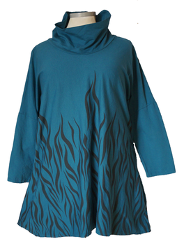 BW Shirt A-Form mit Taschen Petrol-Schwarz (09212)