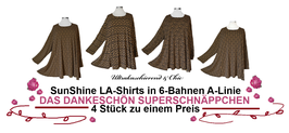 4 Stück SunShine LA-Shirts in 6-Bahnen A-Linie Grafikdesigns (00385/4)