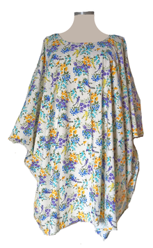 MD-ULSM LeinenMix Lagenlook Longshirt Überwurf Shirt Little Flower (09350)