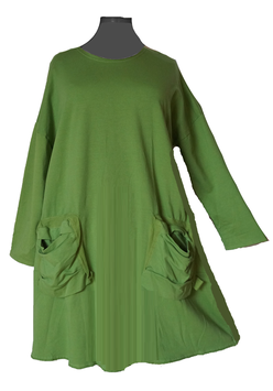 Baumwolle BigBag Kleid "In Vogue" Tunika Longshirt Grün (09195)